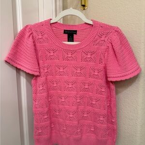Pink Knit Short Sleeve Sweater